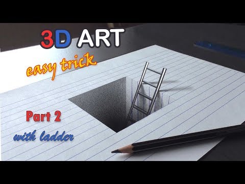 Easy Drawing of a hole with ladder/ 3D Trick Art for Kids