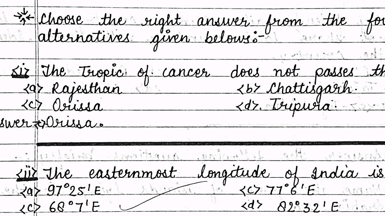 NCERT : Class 9th Geography Chapter 1 India-Size And Location🌎 Questions - Answers