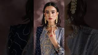 Ice Blue Embroidered Chiffon Suit - Video 1