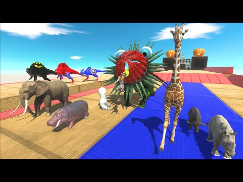 Escape from Deadly Spikes Giant Flower Alien⚡vs Super Hero Dinosaurs🦖-Animal Revolt Battle Simulator