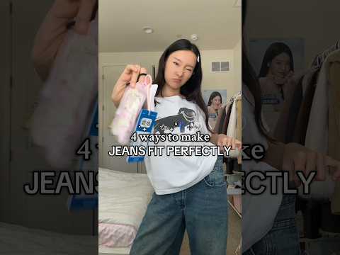 HOW TO MAKE YOUR JEANS FIT PERFECTLY! without sewing 😜 #clothinghacks #jeans #outfitinspo #gnarly