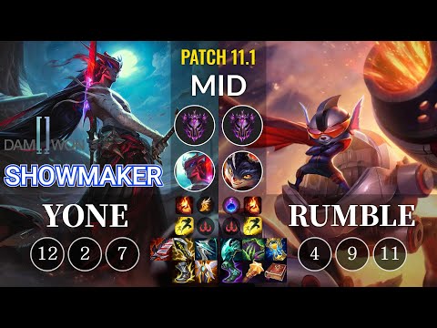 DWG Showmaker Yone vs Rumble Mid - KR Patch 11.1