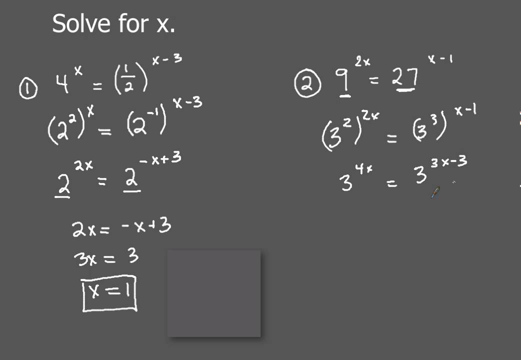 4-3 Solving Exponential Equations 1 - Same Bases