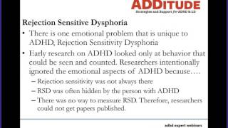 Emotions and ADHD: Shame, Guilt and Rejection Sensitivity