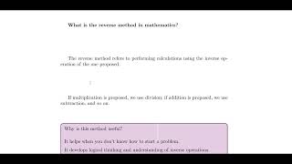 Download the video "What is the reverse method in mathematics?"