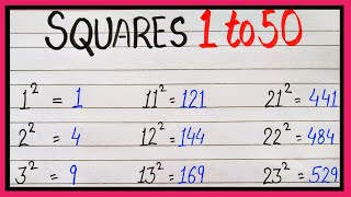 Square root 1 to 50  Mathematics simple and easy square root one to fifty