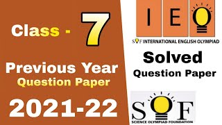 Class 7 IEO Previous year Question Paper 2021-22 / IEO English Olympiad Class 7