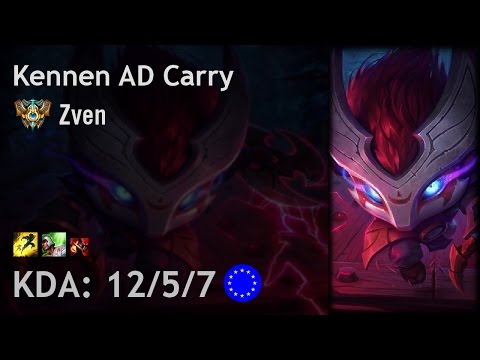 Kennen AD Carry vs Lucian - Zven - EUW Challenger Patch 7.8