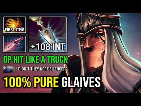 WTF +104 Perma INT Silencer 100% Pure Glaives DPS Hit Like a Truck with 1st Item Midas Dota 2