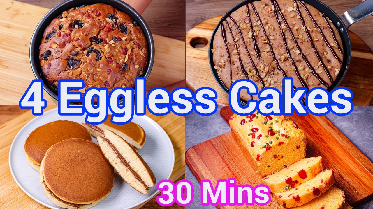Eggless Cakes 4 Ways | Healthy Homemade Cakes | Bakery Style Recipes for All Occasions