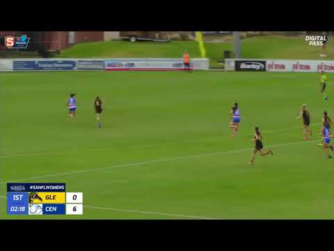Glenelg's Ebony Marinoff kicks a goal out of midair - Round 11 Statewide Super Women's League