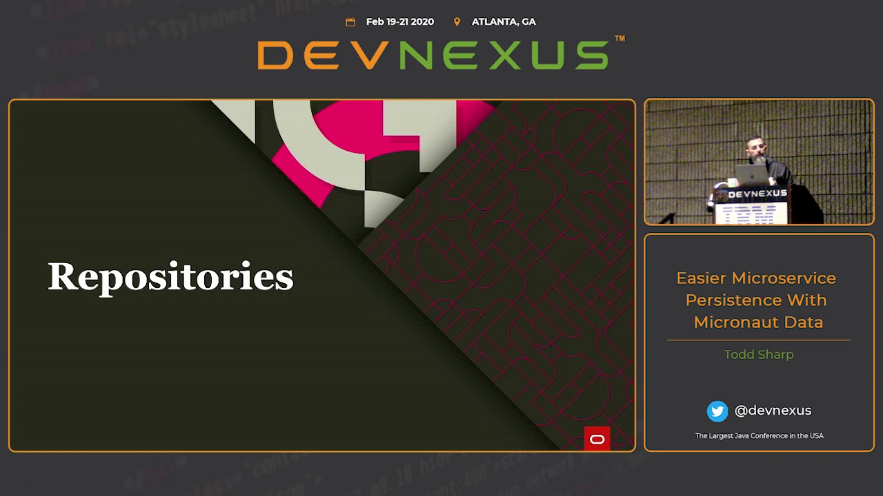 Devnexus 2020   Easier Microservice Persistence With Micronaut Data   Todd Sharp