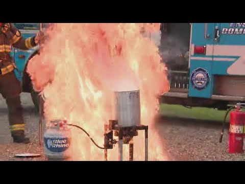 Sacramento firefighters warn of Thanksgiving cooking fires spike during fryer demo