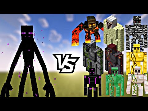 Insane Minecraft Battle: Mutant Enderman VS Golems! 🔥