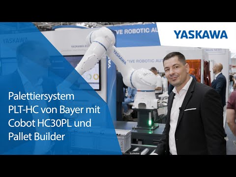 Palettiersystem PLT-HC von Bayer mit Cobot HC30PL und Pallet Builder