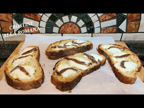 CROSTINI ALLA ROMANA. CROSTINI CON MOZZARELLA E ALICI.