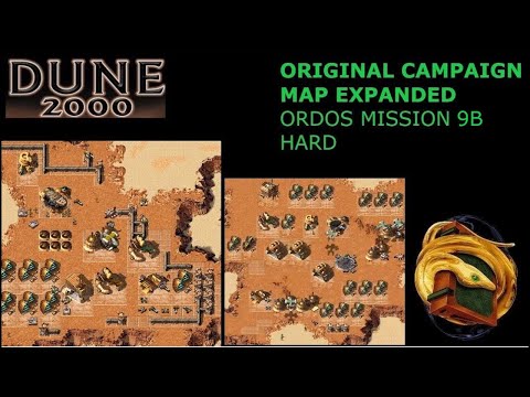 Dune 2000 Original Campaign but map expanded: Ordos Mission 9B (Hard)