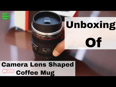 Camera Lens Shaped Coffee Mug with Lid 350ML (Gift) - Unboxing/Overview