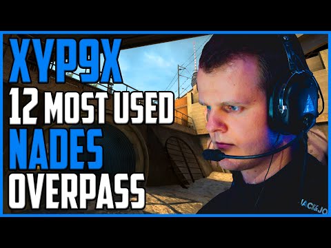 Xyp9x 12 most used Nades on Overpass