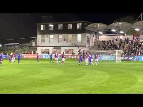 Sam Higgins penalty goal for AFC Hornchurch Vs Lewes FC at the Dripping Pan