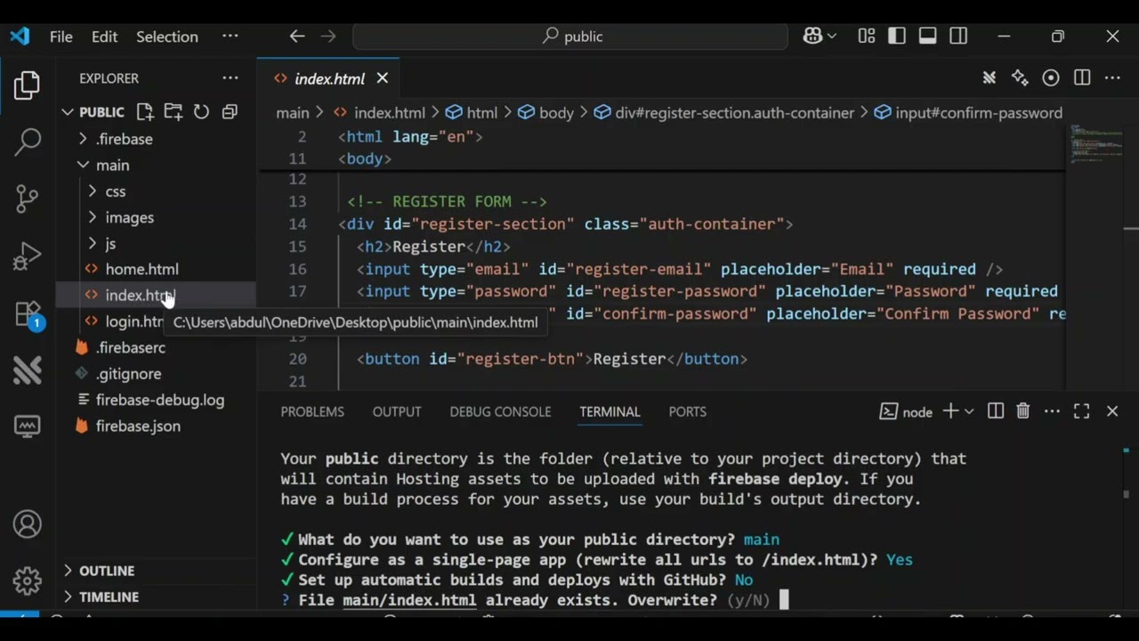 Firebase hosting setup complete problem solved