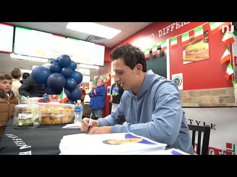 NY Giants quarterback Tommy Devito signs autographs at Wayne hoagie shop