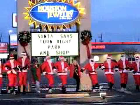 Dancing Santas on Westheimer