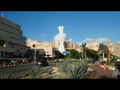 Vacation Cancun Mexico Walk Down Street with Relaxing Music to Tourist Attraction Cancun City Center