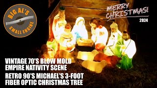 VINTAGE BLOW MOLD EMPIRE NATIVITY SCENE | 3 FT. FIBER OPTIC TREE