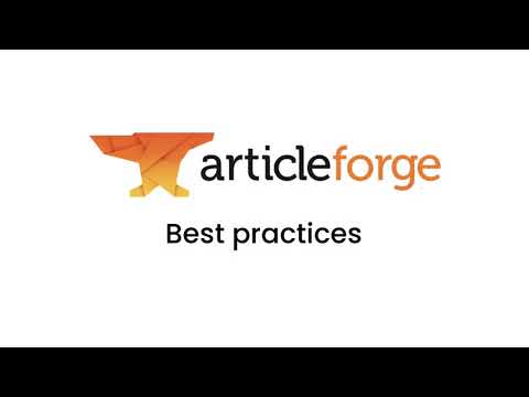 Best Practices - Article Forge