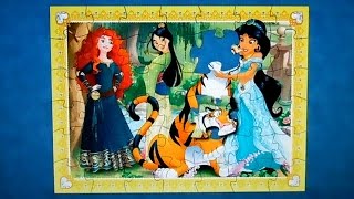 Disney PRINCESSES Puzzle Games Rompecabezas de Princess Jasmine, Mulan, Merida Kids Learning Toys