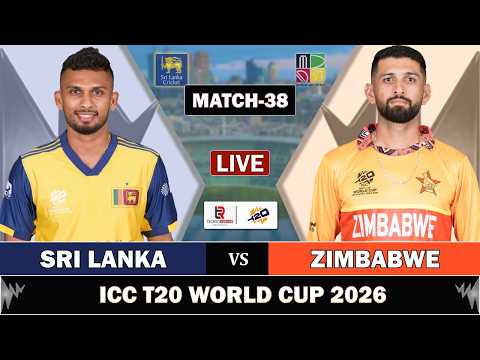 SRI LANKA vs ZIMBABWE MATCH 38 LIVE SCORES | SL vs ZIM LIVE MATCH COMMENTARY | T20 WORLD CUP 2026