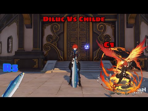 Best F2P Weapon Luxurious Sea Lord Diluc VS Childe | Genshin Impact