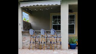 Christopher Knight Outdoor Yard/Patio High Barstool Chairs Navy/White - Herringbone Bistro Style