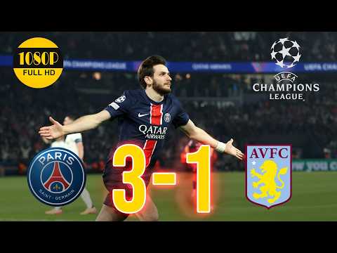 🔥 PSG vs Aston Villa 3-1 | Highlights & Goals • Doué, Kvara & Mendes Shine! UCL 2025 Quarter Final