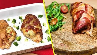 beacon weave wrapped stuffed chicken breast 3 ways baked with broccoli & cheese | Recipe castle