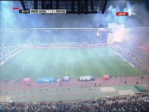 Prekinut 145.Derbi U 50. Minutu Zbog Vatre Na Tribinama     Crvena zvezda  - Partizan  1:0