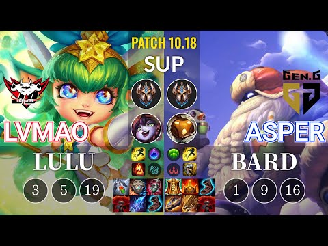 JDG LvMao Lulu vs GEN Asper Bard Sup - KR Patch 10.18