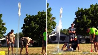 Unique water-rocket launcher-mechanism - test launches