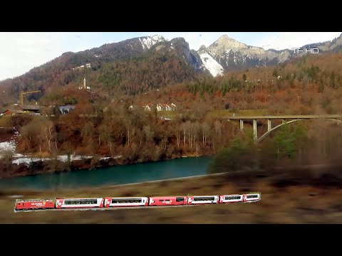 Zug Mitfahrt Andermatt - Chur , Reichenau Tamins - Domat-Ems , Train ride, Viagem de trem