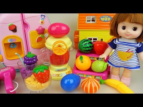 Baby doll color juice maker and surprise eggs toys baby doli kitchen play