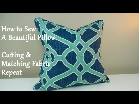 Part of a video titled How to Sew A Pillow: Cutting & Matching Fabric Repeat - YouTube
