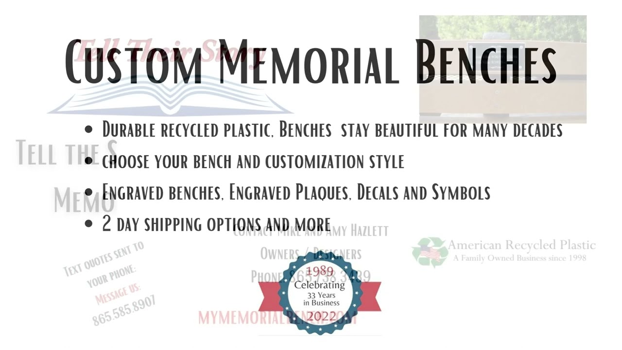 Create a Custom Memorial Bench | Engraved Memorial Bench | Recycled Plastic Memorial Benches