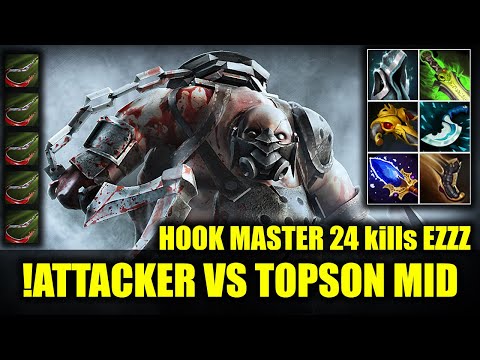 🔥 Hook Master !Attacker vs Topson MID - GODLIKE PUDGE - 24 Kills EZ - DOTA 2 Pro Game Highlights