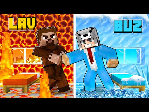 LAV EVSİZ EVİ VS BUZ MİLYARDER EVİ 😱 - Minecraft