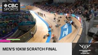 BIG CRASH in men's 10km scratch track cycling final on Day 9 of Glasgow 2026