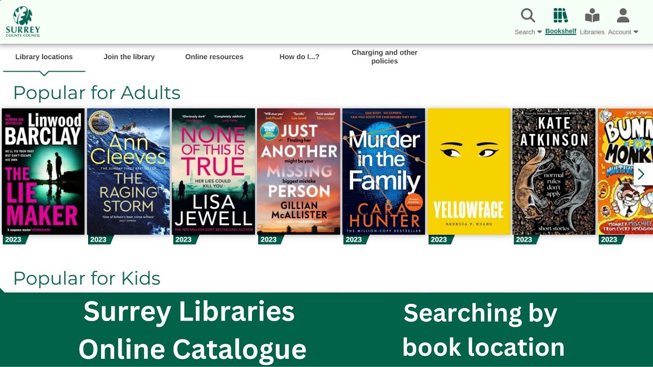 Surrey Lib online catalogue: searching for a book in your library