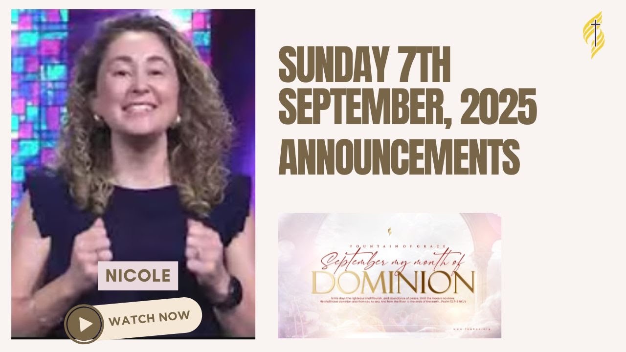 Fountain of Grace Announcements | Sunday 7th September , 2025