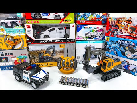 Unboxing Rc Excavator, Rc Cute Car, Rc Robot, School Bus,  police SUV car, Train Express