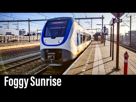 Train Cab Ride NL / Fog + Sunrise / Utrecht - Tiel - Utrecht / SLT Sprinter / Dec 2020